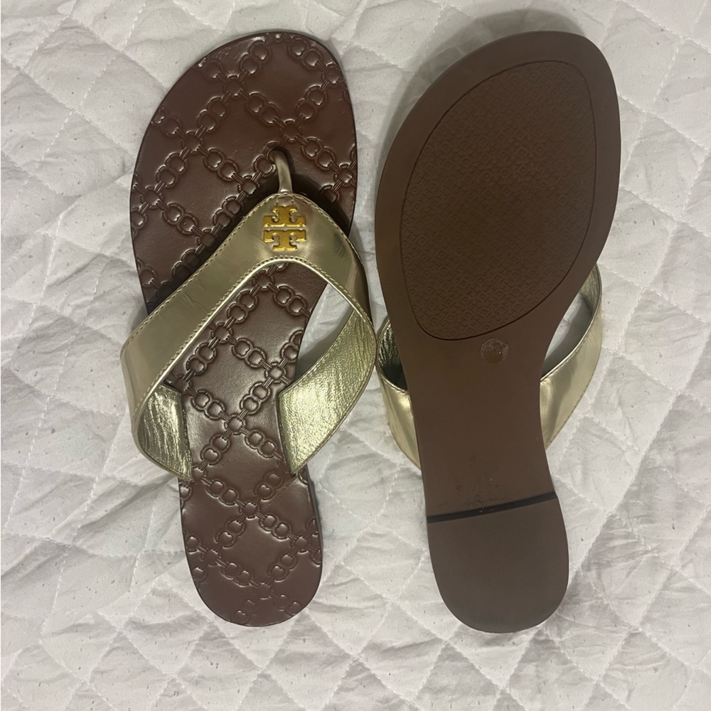 Tory Burch gold sandals Thora thong